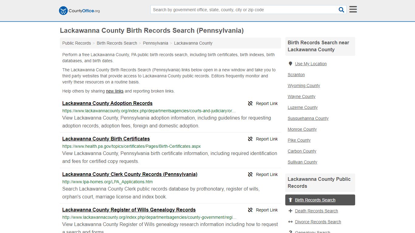 Birth Records Search - Lackawanna County, PA (Birth ...