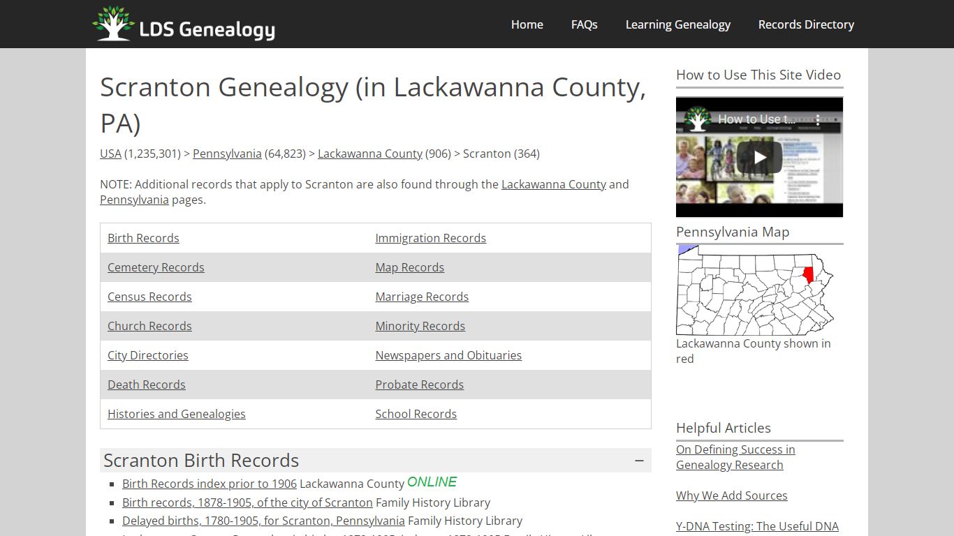 Scranton Genealogy (in Lackawanna County, Pennsylvania)